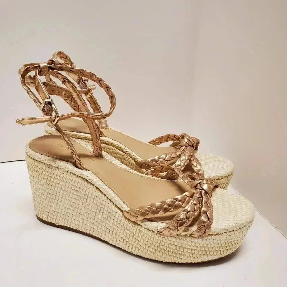 Antonio Melani Sandal Lorinna Rose Gold Braided Platform Wedge  Size 7